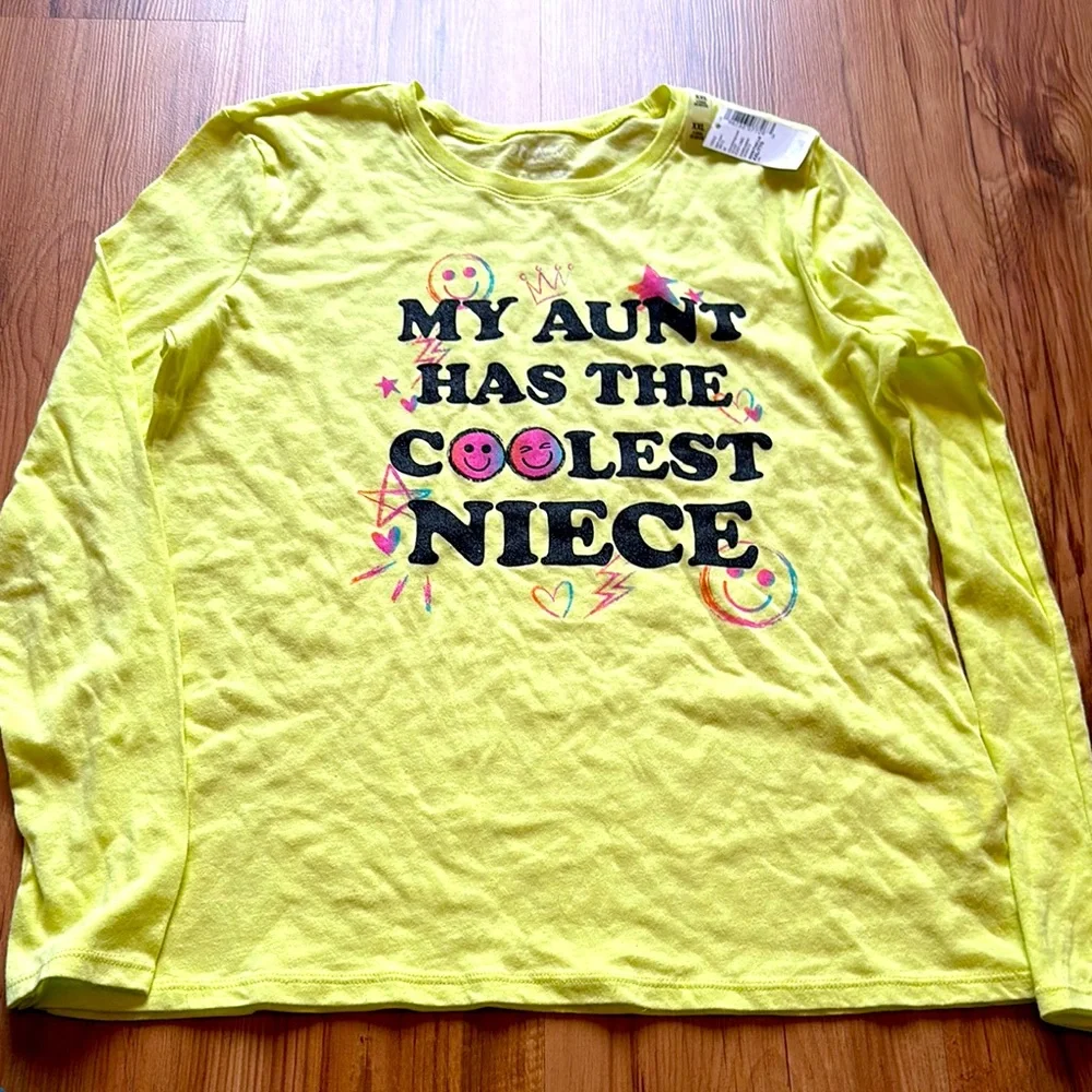 NWT Children’s Place Yellow Long Sleeve Tee with Cool Niece Graphic